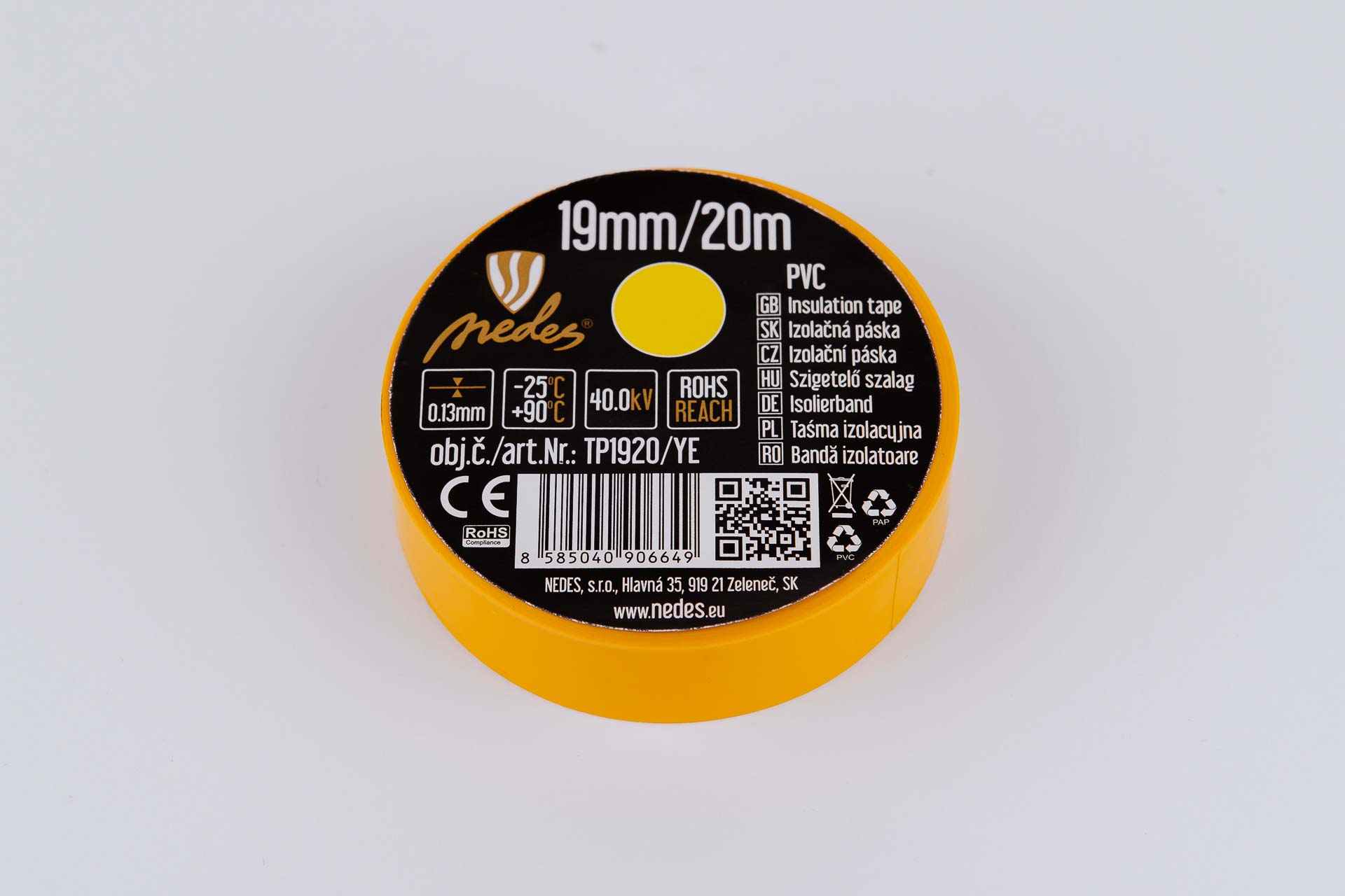 Izolačná páska žltá 20m x 19mm TP1920YE
