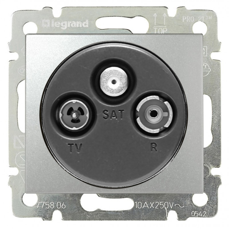 Zásuvka TV+R+SAT VALENA 10dB koncová hliník 770136