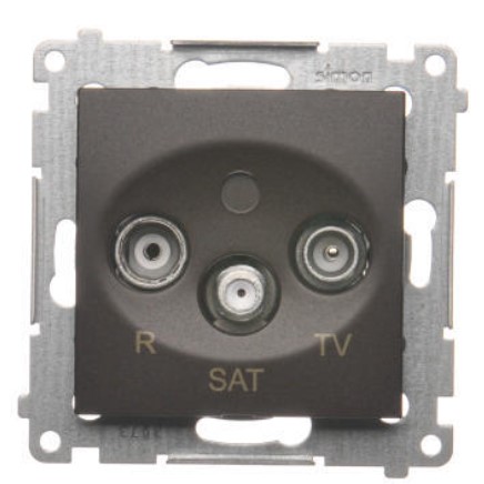 Zásuvka TV-R-SAT Simon54 PREMIUM/NATURE SS koncová 1dB hnedá DASK.01/46