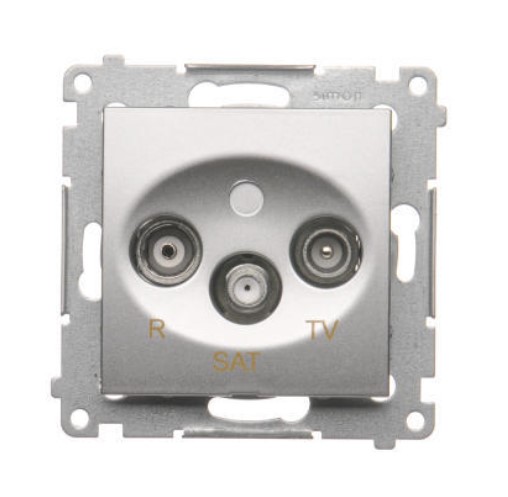 Zásuvka TV-R-SAT Simon54 PREMIUM/NATURE SS priebežná 10dB strieborná DASP.01/43