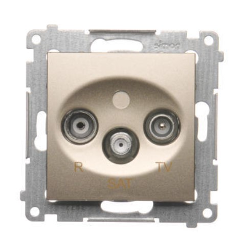 Zásuvka TV-R-SAT Simon54 PREMIUM/NATURE SS priebežná 10dB zlatá DASP.01/44