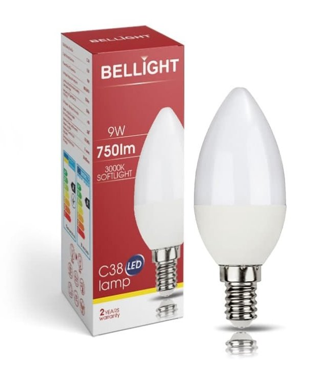 Bellight LED žiarovka sviečka 9W E14 3000K C38 SAD811282