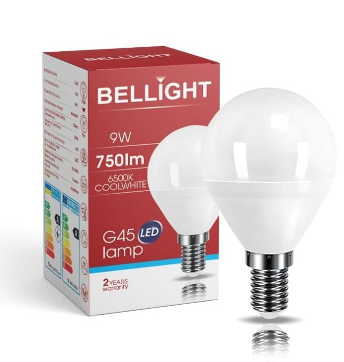 Bellight LED žiarovka guľka 9W E14 6500K G45 SAD811381