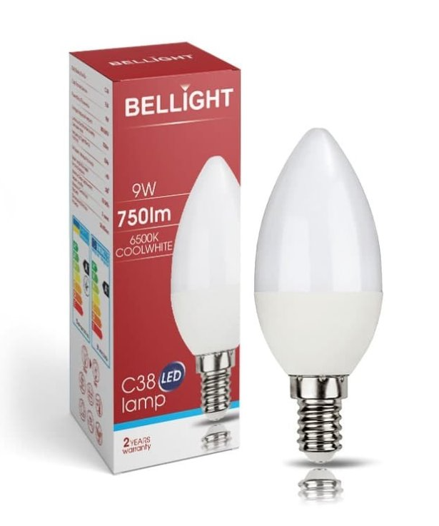 Bellight LED žiarovka sviečka 9W E14 6500K C38 SAD811329