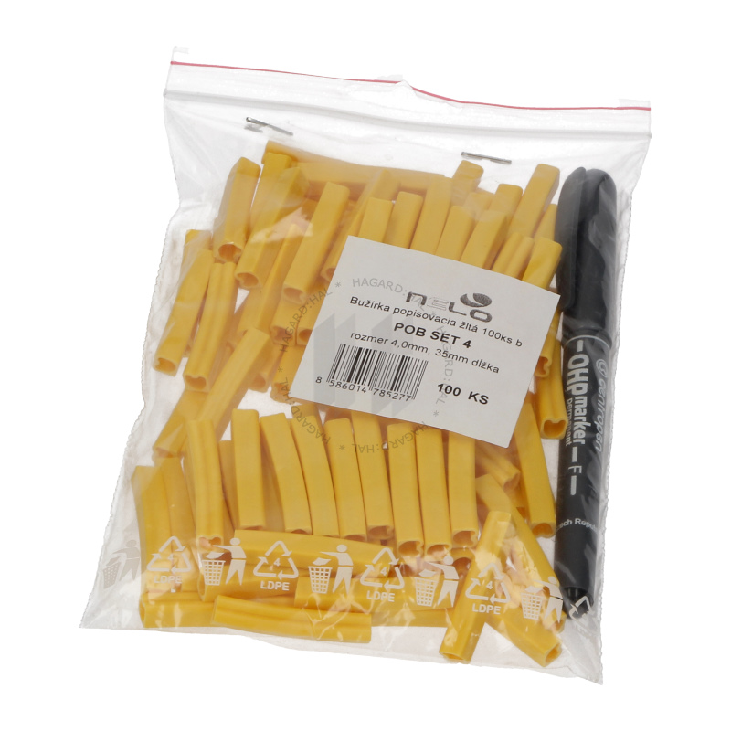 Popisná bužírka set 50ks 35mm žltá ø4-6mm² GPH