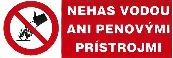 Samolepka "Nehas vodou ani penovými hasiacimi prístrojmi" 105x35mm