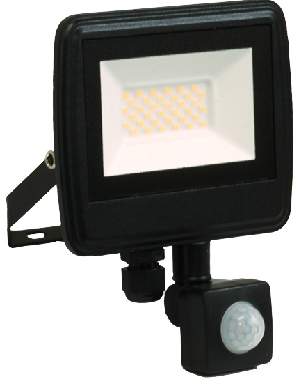 BELLIGHT Reflektor LED 30W čierny 4000K so senzorom SAD30WS