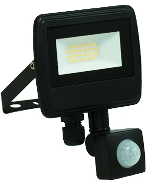 BELLIGHT Reflektor LED 20W čierny 4000K so senzorom SAD20WS