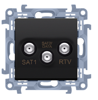 Zásuvka anténna dvojitá SAT-SAT-RTV KONTAKT SIMON 10 SS 1dB čierna CASK2F.01/49