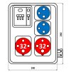 ROS-I 3200 Rozvodnica zásuvková istená 4P 2x32A 2x230V SEZ DK