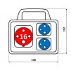 ROSP 1630D Rozvodnica zásuvková 4P 1x16A 2x230V s držiakom SEZ DK