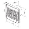 Ventilátor domový 98m3/h 100MVT ťahový spínač časový spínač rozmery