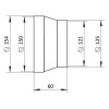 Vzduchový kruhový prechod k ventilátorom ø125-150mm 312 rozmery