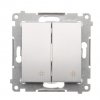 Vypínač č.7 dvojitý Simon54 PREMIUM/NATURE BS piktogram strieborný DW7/2.01/43