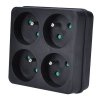 Rozdvojka štvorcová 4x10A stredový vstup čierna P108B SOLIGHT