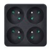 Rozdvojka štvorcová 4x10A stredový vstup čierna P108B SOLIGHT