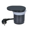 Vstavaná okrúhla 1-zásuvka do pracovnej dosky 1x230 + 1xUSB-A 1,9m s posuvným krytom čierna PP124USBC-B SOLIGHT