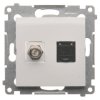 Zásuvka 1xRJ45 cat.6e + 1xTV F konektor Simon54 PREMIUM/NATURE biela DASFRJ45.01/11