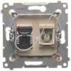 Zásuvka 1xRJ45 cat.6e + 1xTV F konektor Simon54 PREMIUM/NATURE béžová DASFRJ45.01/41