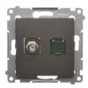 Zásuvka 1xRJ45 cat.6e + 1xTV F konektor Simon54 PREMIUM/NATURE hnedá DASFRJ45.01/46
