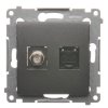 Zásuvka 1xRJ45 cat.6e + 1xTV F konektor Simon54 PREMIUM/NATURE antracit DASFRJ45.01/48