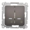 Vypínač č.7 dvojitý Simon54 PREMIUM/NATURE BS piktogram podsvietený hnedý DW7/2L.01/46
