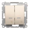 Vypínač č.7 dvojitý Simon54 PREMIUM/NATURE BS piktogram podsvietený zlatý DW7/2L.01/44