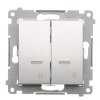Vypínač č.7 dvojitý Simon54 PREMIUM/NATURE BS piktogram podsvietený strieborný DW7/2L.01/43
