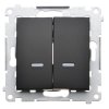 Vypínač č.7 dvojitý Simon54 PREMIUM/NATURE BS bez piktogramu podsvietený čierny DW7/2L.01/X/49