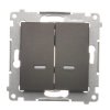 Vypínač č.7 dvojitý Simon54 PREMIUM/NATURE BS bez piktogramu podsvietený hnedý DW7/2L.01/X/46