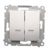 Vypínač č.7 dvojitý Simon54 PREMIUM/NATURE BS bez piktogramu podsvietený strieborný DW7/2L.01/X/43