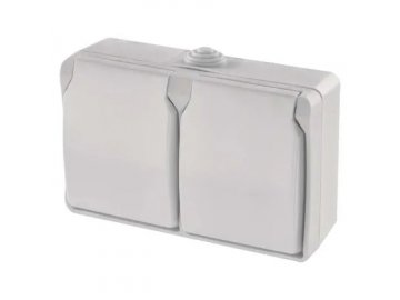 Zásuvka nástěnná dvojitá, bílá, IP44 Emos A1397.3 vodotěsná