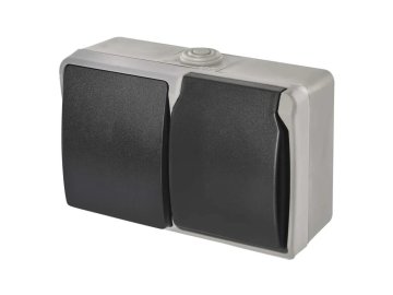 Kombinace zásuvka + přepínač č.6 nástěnná, šedo-černá, IP44 Emos A1397.4 vodotěsná