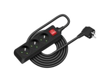 Prodlužka /prodlužovací přívod/ Retlux RPC 21B 5m/3 3x1 mm s vypínačem černá