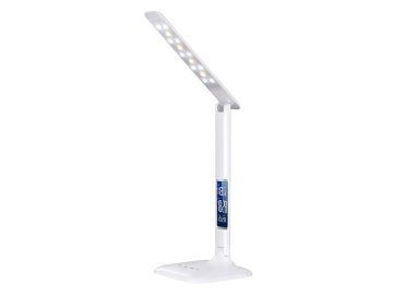 LED stmívatelná stolní lampička Solight WO43 s displejem, 7W, volba teploty světla, bílý lesk