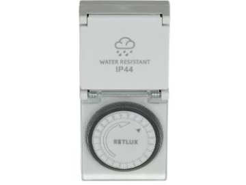 Časový spínač /zásuvka/ Retlux RST 12MDO denní mechanická venkovní IP44