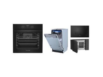 Vestavný SET Philco černý trouba + deska + myčka 45cm + MW trouba  + Kastrol s poklicí Lamart LT1219