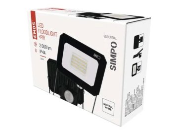 LED reflektor /vana/ s pohybovým čidlem /PIR/ Emos Simpo ZS2323 20W 4000K