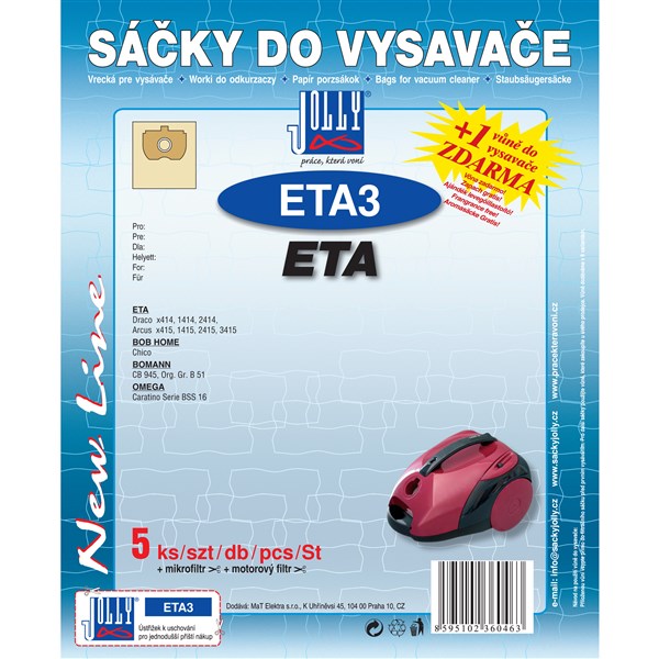 Sáčky do vysavače Jolly ETA 3 Eta Draco, Arcus