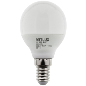 LED žárovka Retlux RLL 274 G45 E14 miniG 5W CW kulatá baňka