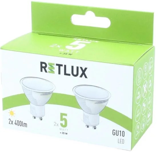 LED žárovka bodová /reflektorová/ Retlux REL 26 GU10 5W WW 2 kusy