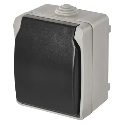 Zásuvka nástěnná, šedočerná, IP54 Emos A1397 vodotěsná