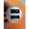 Autonabíječka, /nabíječka do auta/ PLUS, 2xUSB výstup 2,4A (K3504), stříbrná