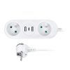solight 2z usb ac 17w cestovny predlzovaci privod 15m biely