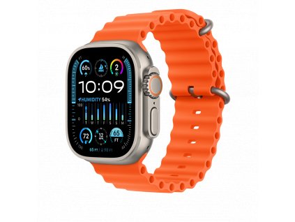 Apple Watch Ultra2 Cellular, 49mm Titanium Case w Orange Ocean Band