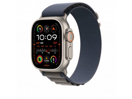 Apple Watch Ultra2 Cellular, 49mm Titanium Case w Blue Alpine Loop - Medium