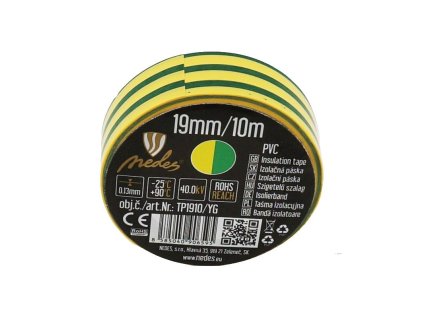Izolační páska 19mm / 10m žluto / zelená - TP1910/YG
