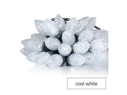 LED vánoční řetěz – šišky, 9,8 m, venkovní i vnitřní, studená bílá, programy