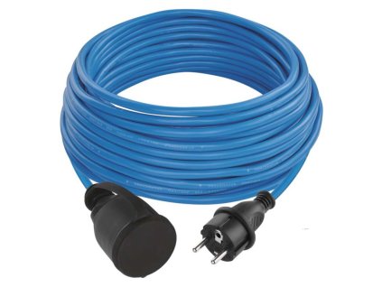 Počasí odolný prodlužovací kabel 20 m / 1 zásuvka / modrý / PVC / 230 V / 1,5 mm2