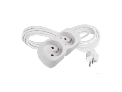 Prodlužovací kabel 3 m / 2 zásuvka / bílý / PVC / 1 mm2